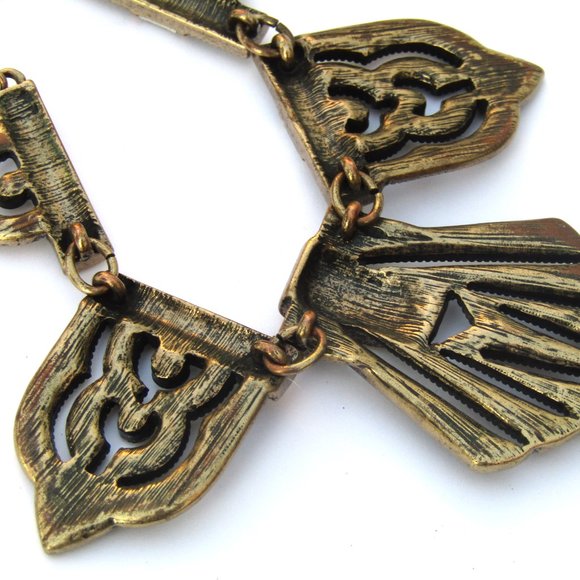 Art Deco Style Rhinestone Statement Necklace - Picture 6 of 6